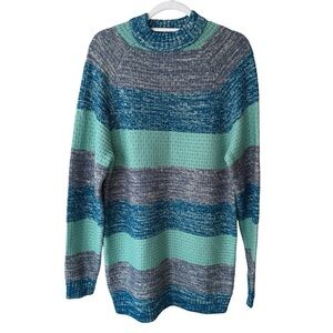 Reclaimed Vintage Teal and Gray Knit Sweater Size XS Vintage 90s Retro Cozy